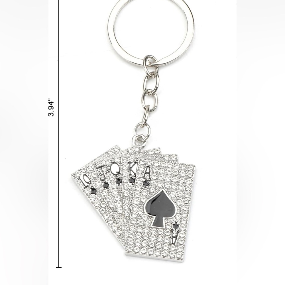 Crystal Playing Card purse/bag charm keychain - Picture 6 of 6